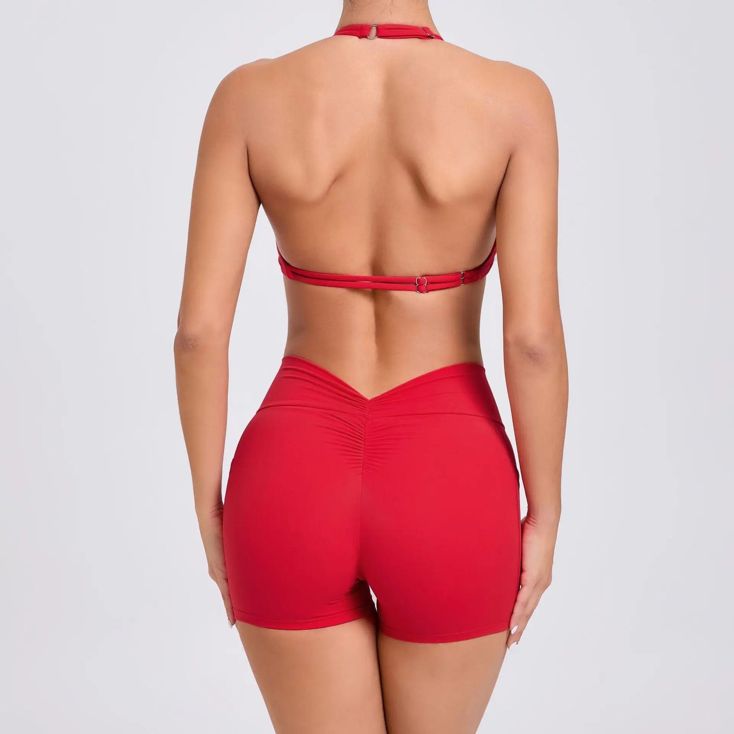 Yoga Sets Workout Sets for Women 2PCS Gym Suits Hanging Neck Crop Tank High Waist Shorts Outfits Fitness Running Athletic Wear