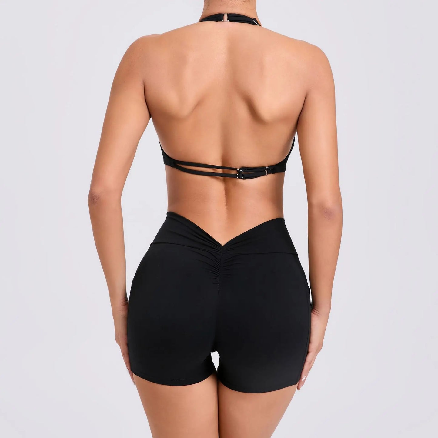 Yoga Sets Workout Sets for Women 2PCS Gym Suits Hanging Neck Crop Tank High Waist Shorts Outfits Fitness Running Athletic Wear