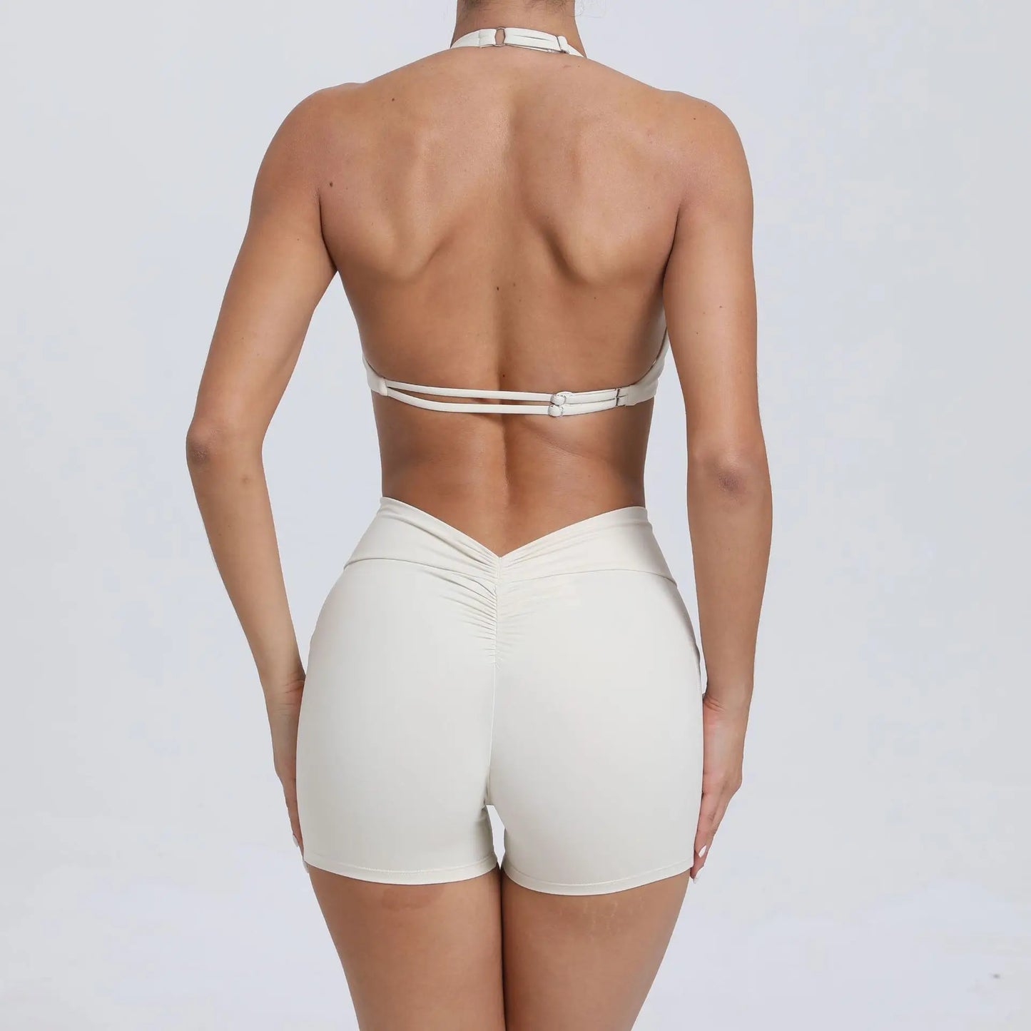 Yoga Sets Workout Sets for Women 2PCS Gym Suits Hanging Neck Crop Tank High Waist Shorts Outfits Fitness Running Athletic Wear