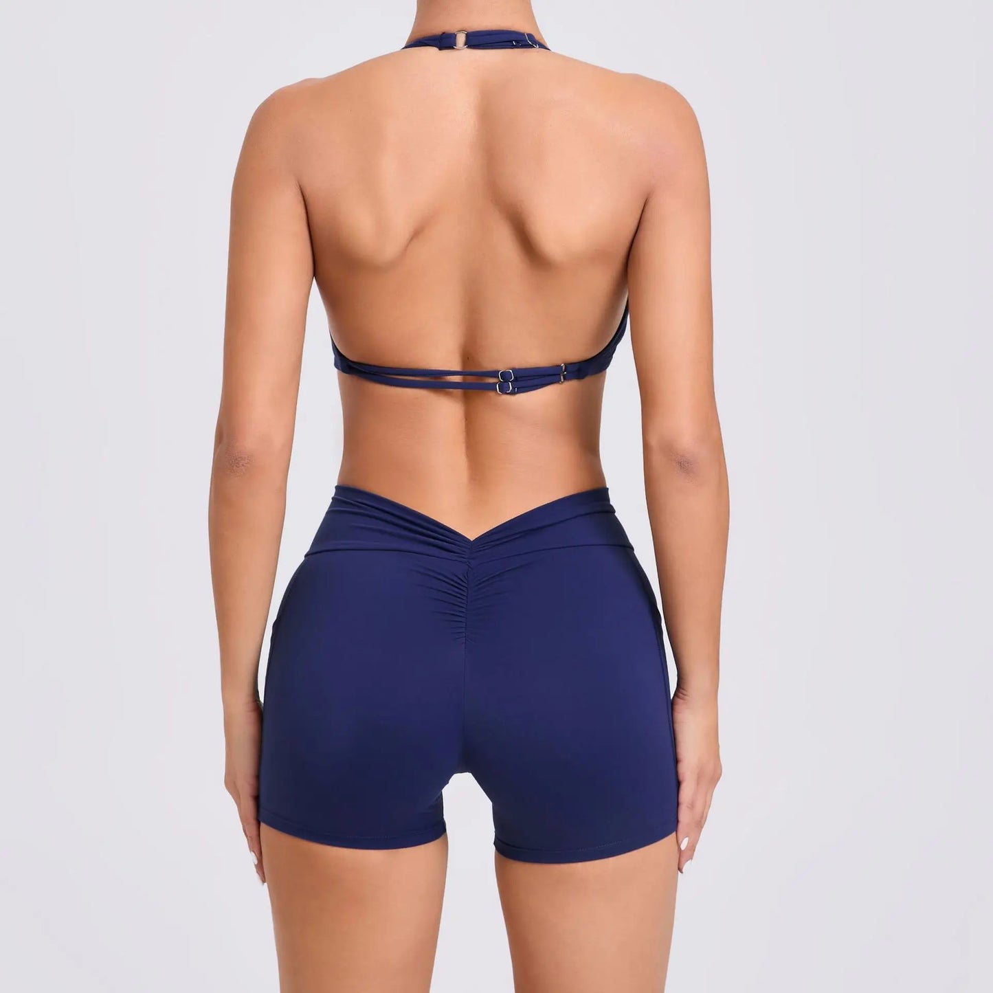 Yoga Sets Workout Sets for Women 2PCS Gym Suits Hanging Neck Crop Tank High Waist Shorts Outfits Fitness Running Athletic Wear