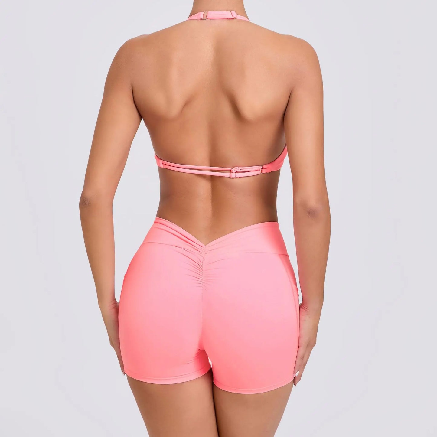 Yoga Sets Workout Sets for Women 2PCS Gym Suits Hanging Neck Crop Tank High Waist Shorts Outfits Fitness Running Athletic Wear