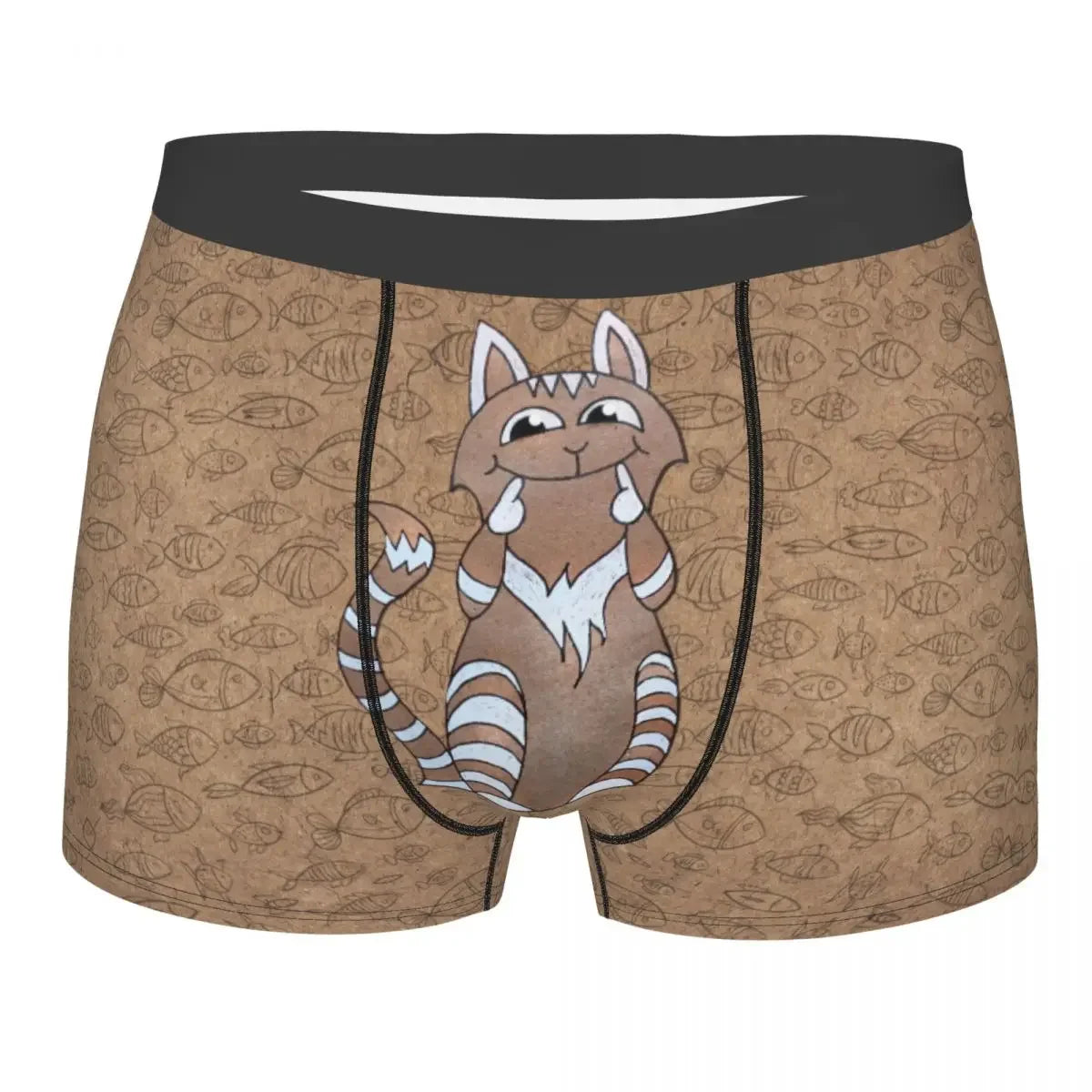 Cat Fish Pattern Underpants Breathbale Panties Male Underwear Print Shorts Boxer Briefs