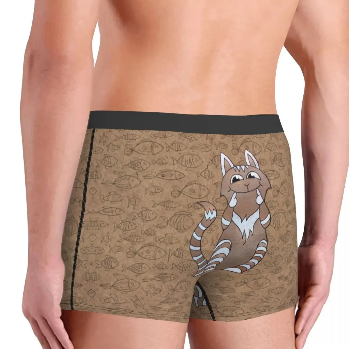 Cat Fish Pattern Underpants Breathbale Panties Male Underwear Print Shorts Boxer Briefs