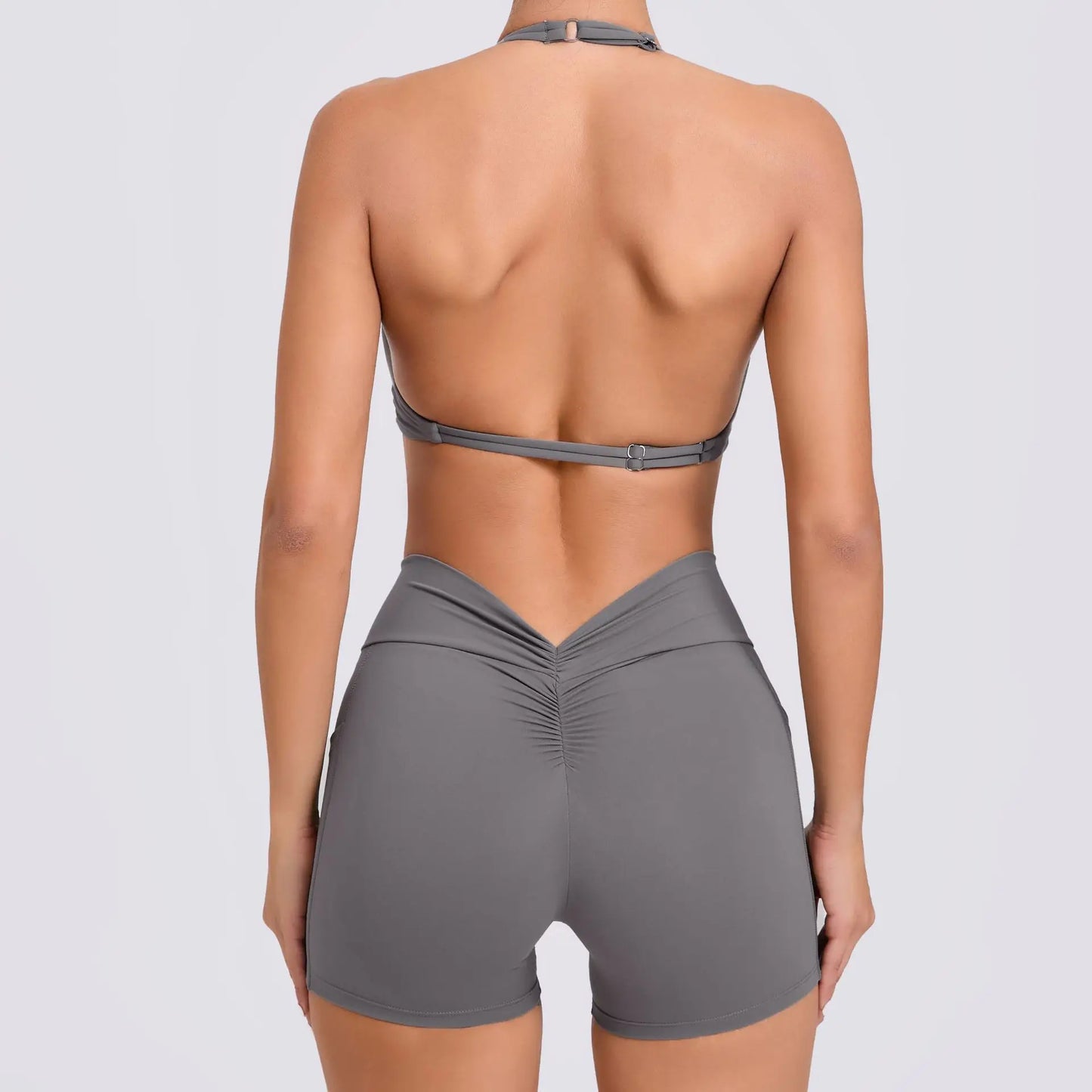 Yoga Sets Workout Sets for Women 2PCS Gym Suits Hanging Neck Crop Tank High Waist Shorts Outfits Fitness Running Athletic Wear
