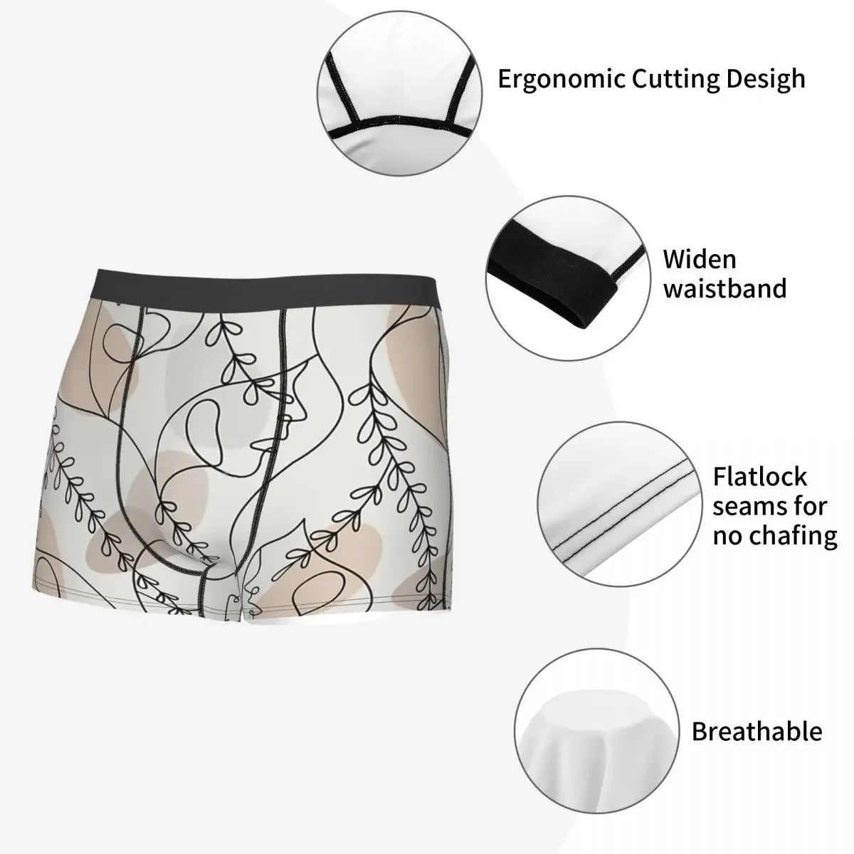 Line Art Face Patten Pastel Underpants Homme Panties Man Underwear Comfortable Shorts Boxer Briefs