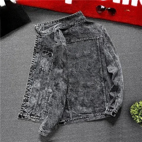 Men's Denim Jacket Yellow Male Jean Coats Punk Ripped with Hole Cowgirl on Board Outwear Original Low Cost Joker Casual Washed G