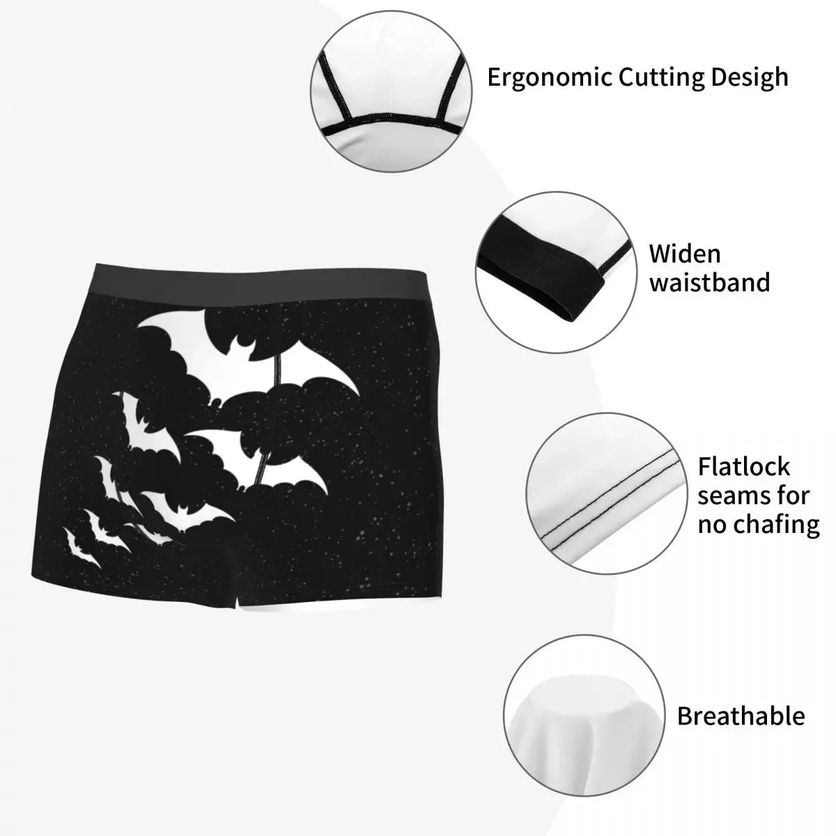 Bats In The Night Boxer Shorts For Homme 3D Printed Male Halloween Goth Occult Witch Underwear Panties Briefs Soft Underpants